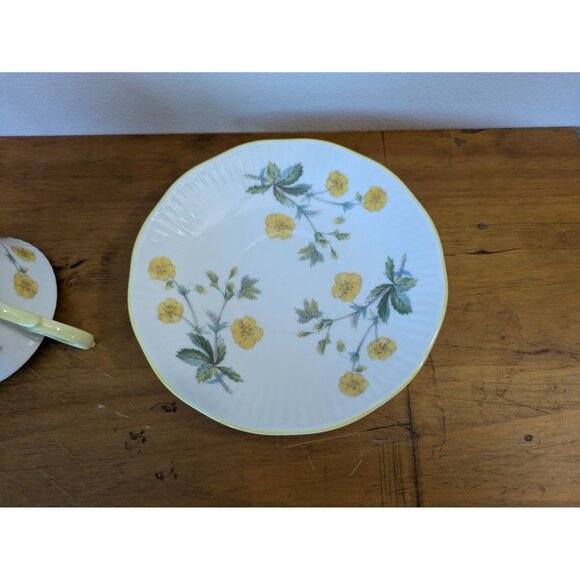 Queens Bone China Yellow Floral Teacup Saucer Rosina England Vintage Set - Picture 9 of 11